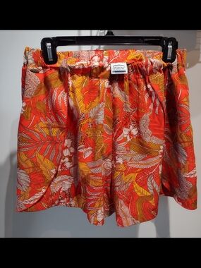 Vintage Oxbow Tropical Print Shorts  Elastic Waist (Sz6) Parisian Beach Surf